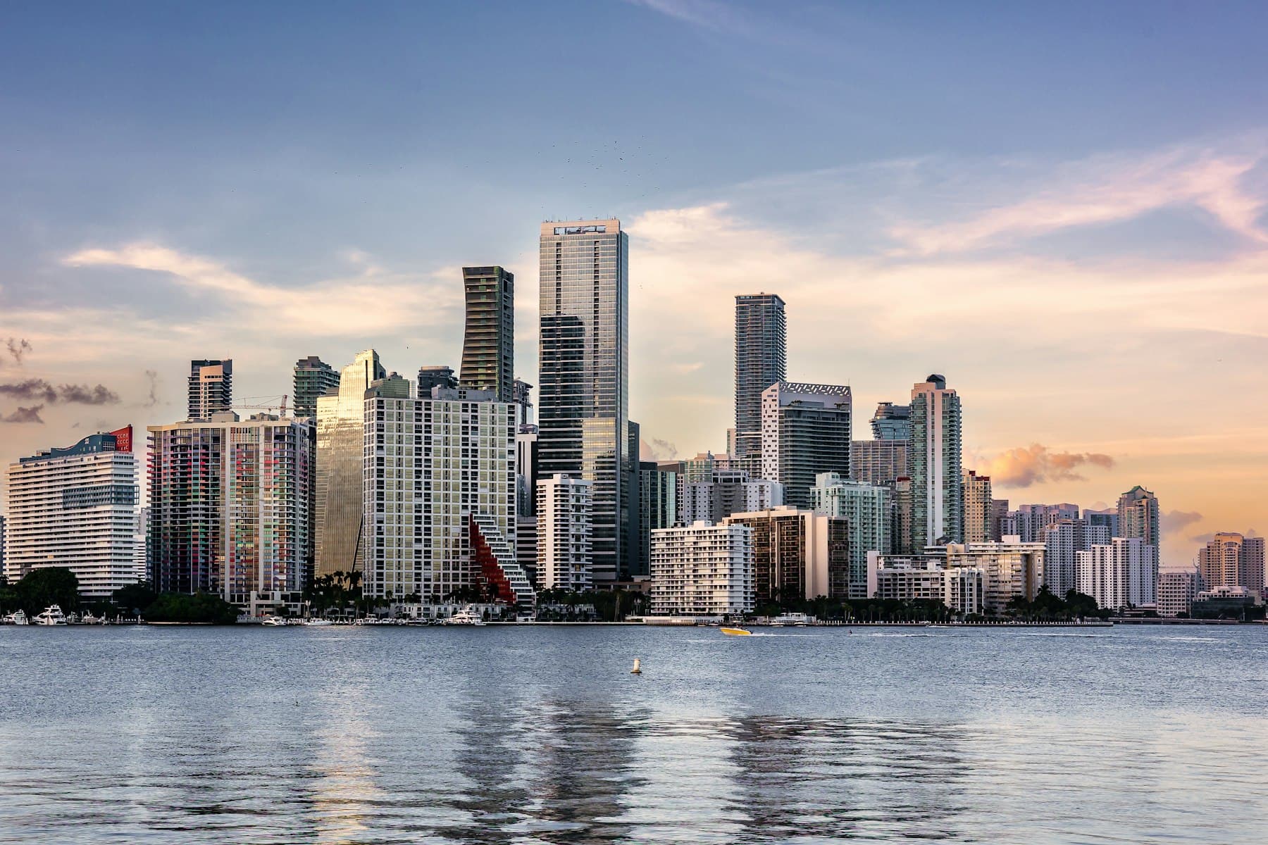 Miami, FL — A view of a city from across the water